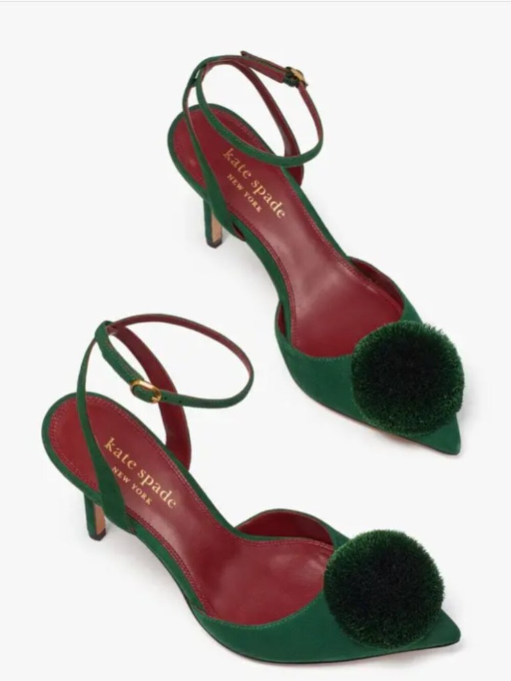 Kate Spade New York Amour Pom Pom Shoes – Green | Size 9.5